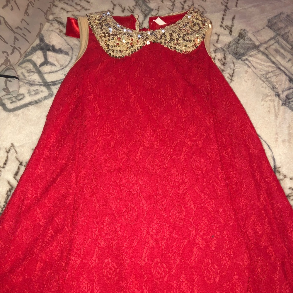 Red n gold  dress 3 years to 4 years